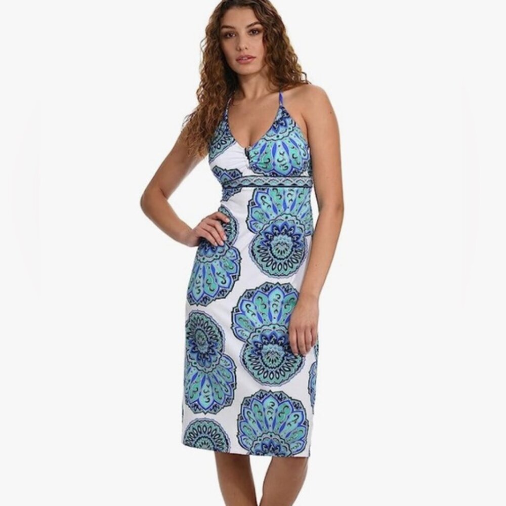 Sunshine 79 Women's Mellow Medallion Blue/Teal/White Swimsuit Coverup Size Small